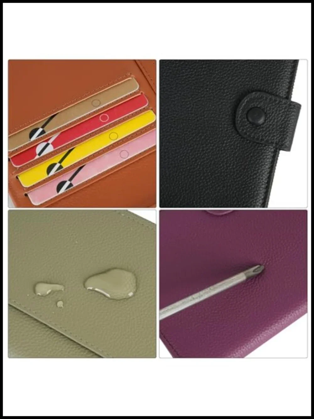 Genuine Leather Passport Cover RFID Blocking Travel Wallet with Zipper Pocket